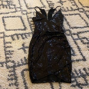 Sexy black sequin dress